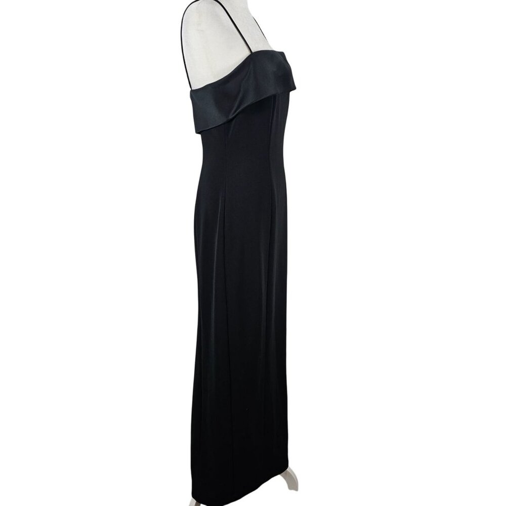Vtg Alex Evenings Formal Gown 10 Black Timeless Satin Dress Elegant Evening USA - Picture 3 of 16